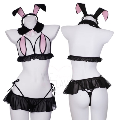 Blush Bunny Ears Lingerie | Black / XS/S