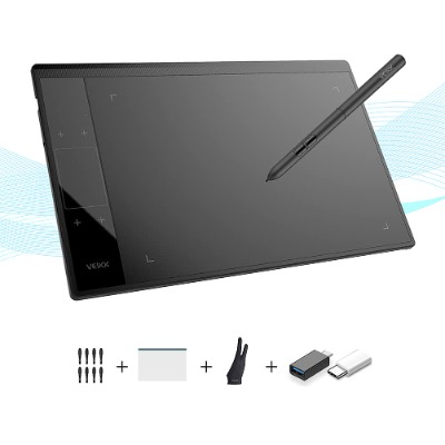 VEIKK A30 V2 Drawing Tablet 10x6 Inch Graphics Tablet with Battery-free pen and 8192 Professional Levels Pressure (unique Touch pad design with 4 touch keys and one gesture pad)