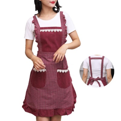 NA SEIFINI Cute Apron for Women with Pockets, Comfortable Kitchen Apron, Perfect for Cafe Shop, Baking, Gardening, Cooking, Red