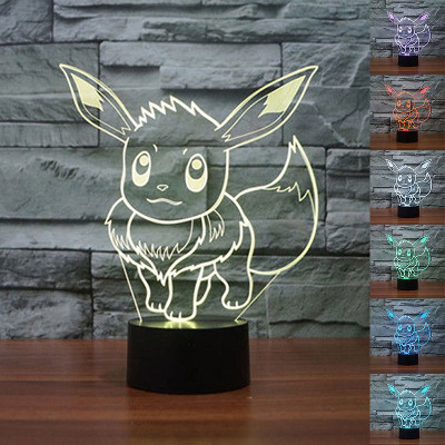 Pokemon Go Pikachu 3D Nachtlicht 7 Farbwechsel LED Schreibtischlampe Touch Weihnachtsgeschenk(Pattern D)