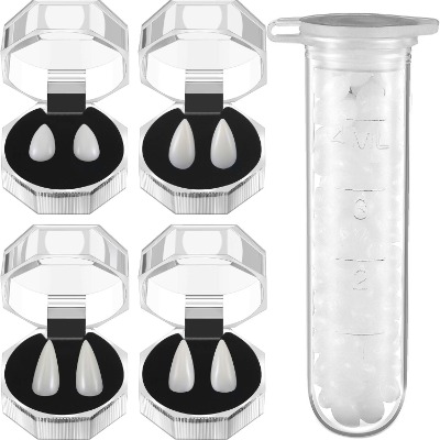 Zhanmai 4 Pairs Vampire Fangs Fake Teeth with Teeth Pellets for Cosplay Props, White (13 mm, 15 mm, 17 mm, 19 mm)