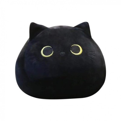 Fulltime Nette Schwarze Katze Plüschtier Umarmung Spielzeug Kreative Katzenform Kissen Geschenk Tier Puppe, Plüschtier Katze S/L (L/600.0g)