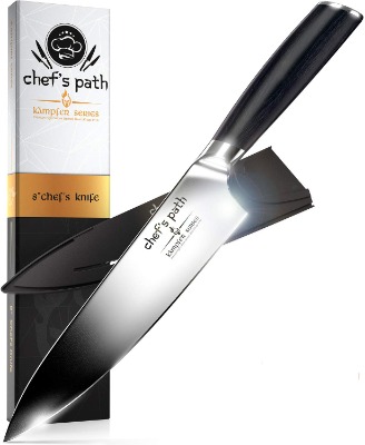 Kitchen Knife, Chef Knife 8 Inch - Professional Chefs Knife - German High Carbon Stainless Steel - Best Value with Sheath  Exquisite Gift Packaging - Ultra Sharp Cooking Knife - CHEF'S PATH