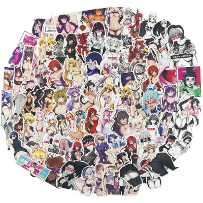 Sexy Anime Girl Laptop Stickers 100pcs, Cute Trendy Adult Vinyl Computer Waterproof Water Bottles Skateboard Luggage Decal Graffiti Patches Decal
