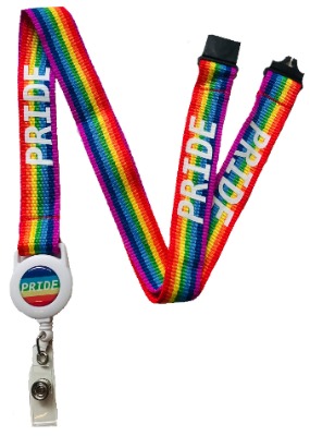 20mm Rainbow Pride Printed Neck Lanyard with Safety Breakaway  Integrated Badge Reel