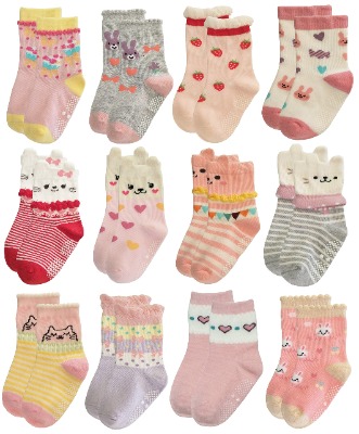 Cotton Dress Crew Socks With Grips 