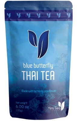 Blue Thai Tea - 100% Natural Loose Leaf Tea Mix - Made with Assam Black Thai Tea & Butterfly Pea Flower - Thai Tea Flavor - Makes Iced Tea and Boba Tea - By Yim Tea Co. (170g)
