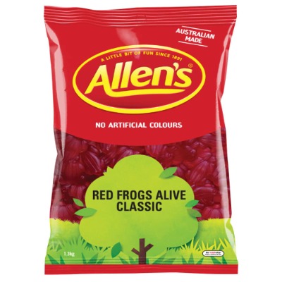 Allen's Red Frogs Alive Lollies Bulk Bag, 1.3 Kilograms