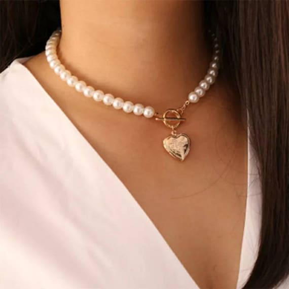 pearl heart choker
