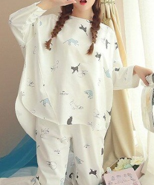 Cartoon Pajamas for Women - White Jaguar
