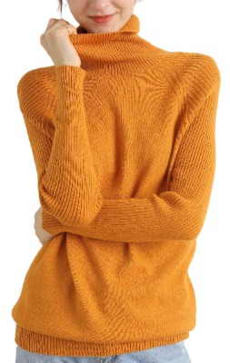 Liny Xin Pull Femme à Col roulé Léger en Laine Mérinos à Manches Longues pour l'Automne et l'hiver Solide Couleur Tricots