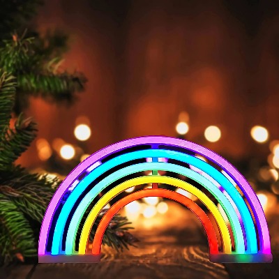 Rainbow Neon Signs Night Lights,LED Neon Light Sign Rainbow Light Bedroom Wall Light Lamp,Neon Lights for Bedroom,Indoor Wall Decor for Home Party Anniversary Valentine Gifts Bedroom Decoration