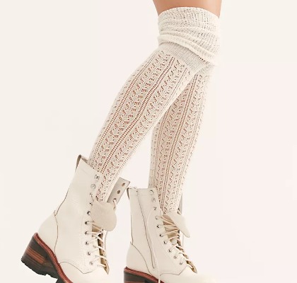 Pointelle Over-the-Knee Scrunch Socks