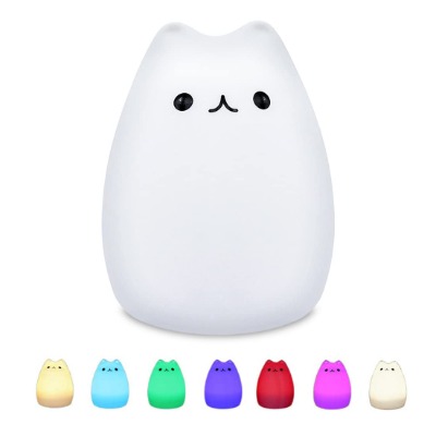 Night Lights for Kids Room, SCOPOW Squishy Cat Lamp for Desk Decor, Kawaii Anime Silicon Light Up for Toddler Baby Girls, Cute Christmas Cat Themed Gifts for Cat Lovers