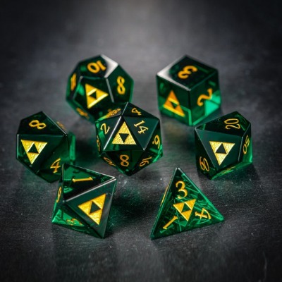 Green Glass Dnd Dice Set All Triforce Dice | Etsy Canada