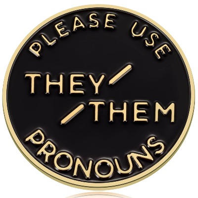 Ukodnus Stainless Steel They Them Pronoun Pin - Trans Pins for Gay & Lesbian - Gay Pride Accessories - LGBTQ Pins for Pride Festivals