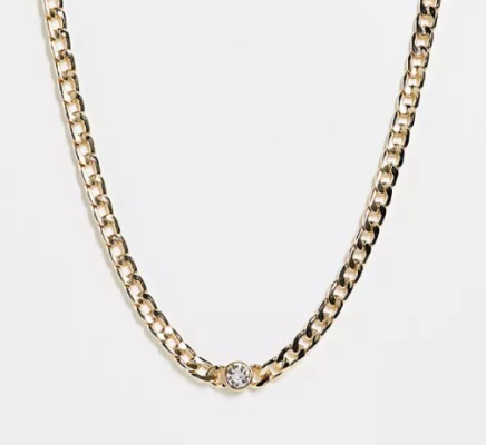 ASOS DESIGN necklace with crystal in gold tone