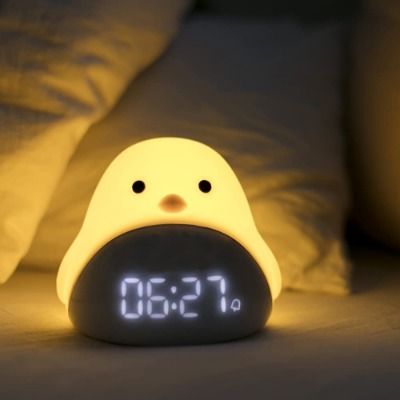LED Kids Night Light Cute Little Bird Alarm Clock Night Light with Temperature and Time Display Brightness Adjustable, Non-Flickering Eye-Caring LED Warm Light, Timing Function, Fabulous Ideal Gift