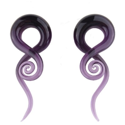 2Pcs Purple Ear Glass Spiral Tapers Plugs Tunnels Expander Hanger Gauges Earrings Stretching Body Piercings Jewelry