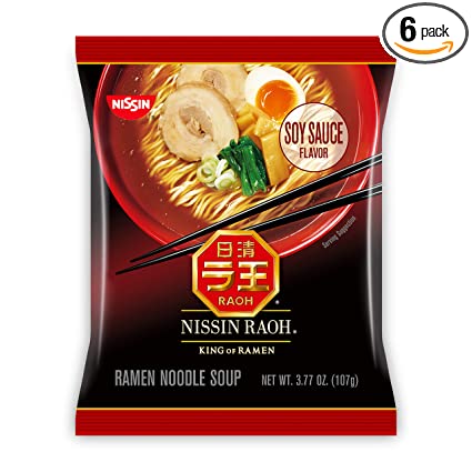 Nissin RAOH Ramen Noodle Soup, Soy Sauce, 3.77 Ounce (Pack of 6)