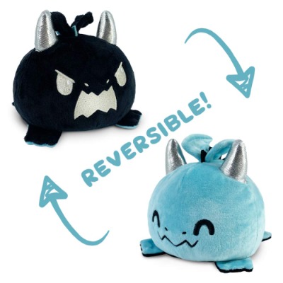 TeeTurtle | The Original Reversible Dragon Plushie | Patented Design | Sensory Fidget Toy for Stress Relief | Blue + Black | Happy + Angry | Show Your Mood Without Saying a Word!