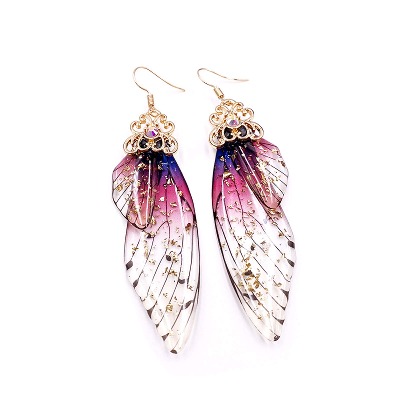 Faerie Butterfly Wing Foil Rhinestone Earrings Necklace Set Unique Fairy Simulation Big Monarch Butterflies Earring Classy Handmade Jewelry for Women Girls