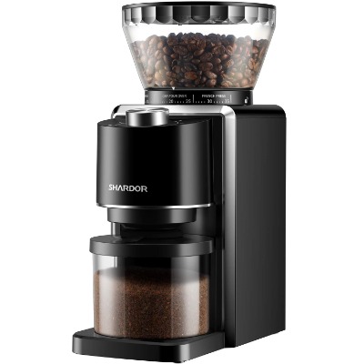 SHARDOR Conical Burr Coffee Grinder, Electric Adjustable Burr Mill with 35 Precise Grind Setting for 2-12 Cup, Black