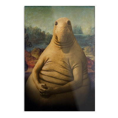 Cute Zhdun Animal Lisa Design Sculpture Mona Waiting Humor Meme Graphic The Best and Style Home Decor Wall Art Print Poster Customize