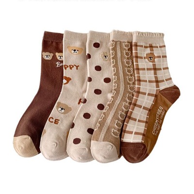 2 Pair Bear Print Socks 