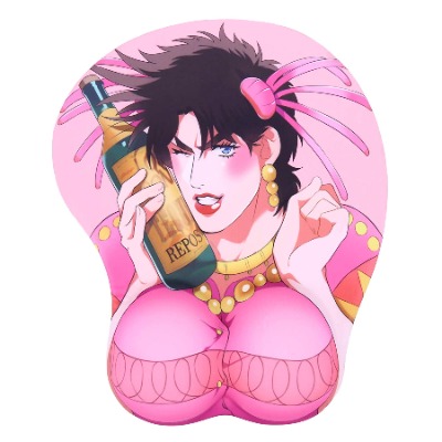 Anime Mouse Pads with Wrist Rest Support Soft Silicone Ergonomic 3D Mouse Pad Mat Gaming Mousepad for Computer Laptops (JoJo)