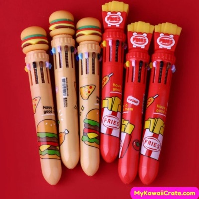 Kawaii Hamburguer French Fries 10 Colors in 1 Chunky Ballpoint | Etsy