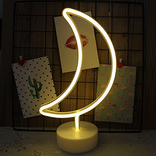 NIWWIN Enseigne lumineuse au néon LED décoration murale veilleuse USB/néon à piles pour noël anniversaire cadeau fête enfants salon décoration de mariage (Lune)