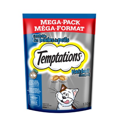 TEMPTATIONS Cat Treats, Hairball, 130g (7 Pack)