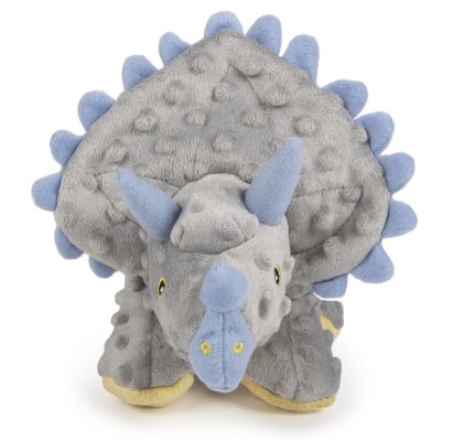 Dinos Triceratops with Chew Guard Technology Tough Plush Dog Toy, Grey, Large