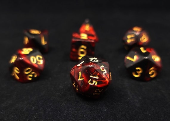 Brimstone Polyhedral Dice Set  Red and Black Marble With Gold | Etsy Australia