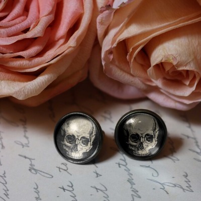 Anatomical Skull Vintage Inspired Stud Earrings | Etsy