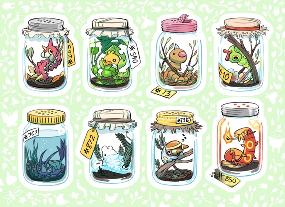 POKEBUGS Bug-type Pokemon Vinyl Sticker Sheet: Wurmple | Etsy Canada