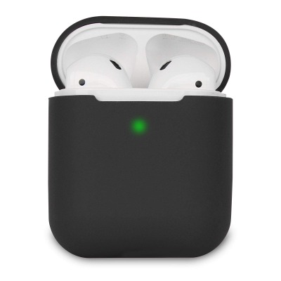Airpods beschermhoes hoes compatibel met AirPods 2  1, KOKOKA siliconen AirPods beschermhoes hoes [LED aan de voorzijde zichtbaar] [Ondersteunt draadloos opladen] voor AirPods, Airpods 2, zwart