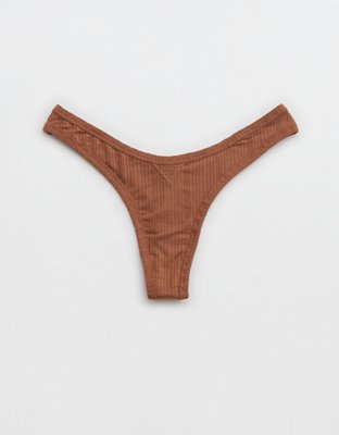 Aerie Modal Ribbed High Cut Thong Underwear