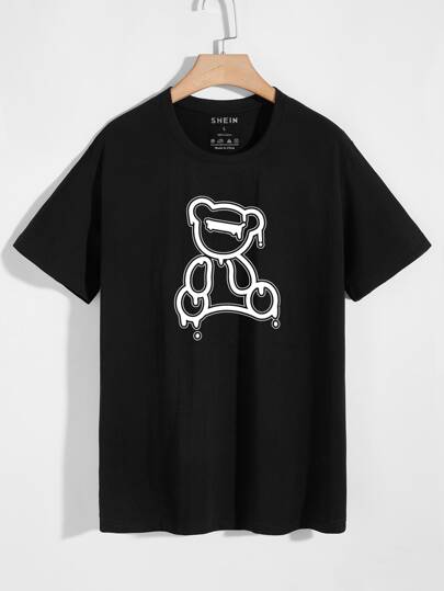 Men Bear Graphic Short Sleeve Tee