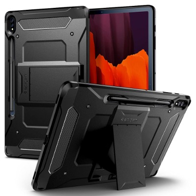 Spigen Tough Armor Pro Designed for Galaxy Tab S7 Plus Case with S Pen Holder (2020) - Black