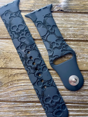 Skull Valentine Apple Watch Band Engraved Silicone Gift for | Etsy