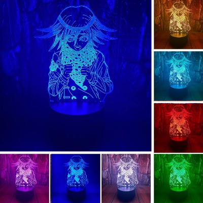 Anime Character Figure Cartoon Kokichi Ouma 3D LED Optical Illusion Decoration Table Lamp 16 Colors Remote Control Acrylic Visual Night Light Easter Xmas Birthday Gifts for boys girls