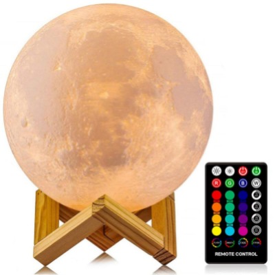 Moon Lamp, LOGROTATE 16 Colors LED Night Light 3D Printing Moon Light with Stand  Remote/Touch Control and USB Rechargeable, Moon Light Lamps for kids friends Lover Birthday Gifts (Diameter 4.8 INCH)