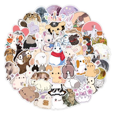 50 Pcs Vinyl Cute Rabbit Stickers
