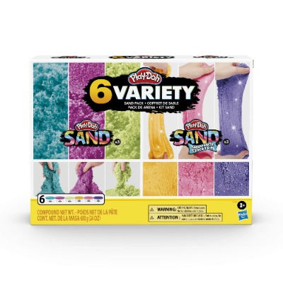 Play-Doh Sand Variety 6-Pack of Play-Doh Sand and Shimmer Stretch Compounds for Kids 3 Years and Up, 4-Ounce Cans, Assorted Colors, Non-Toxic