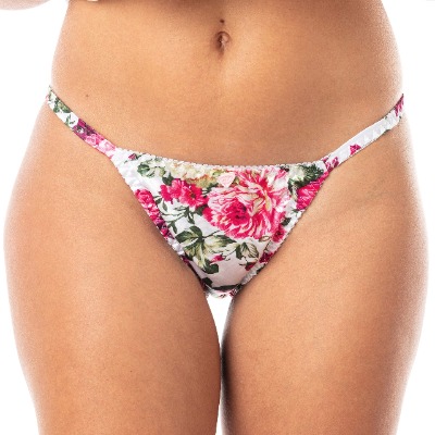 Satini Women's Print Tanga Bikini Briefs Satin Panties
