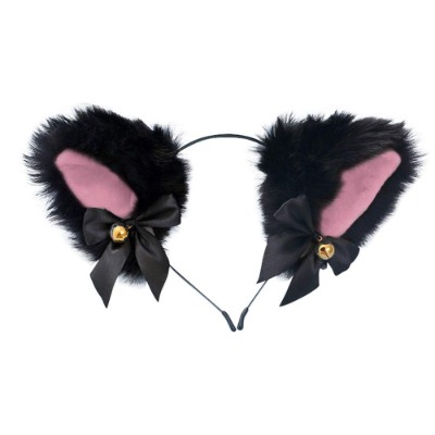 Dodheah Kattenoor vos hoofdband haarband fancy dress haarclip haarring haaraccessoires voor vrouwen meisjes dagelijkse decoratie en feest, Zwart+roze, Eén maat