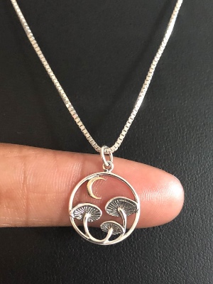 Mushroom Necklace Sterling Silver Mushroom Pendant Two Tone | Etsy