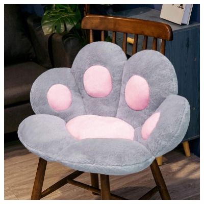 ELFJOY Comfy Chair Cushion Plush Cat Paw Cushion Lazy Sofa Seat Cushion Cozy Floor Cushion Seat Pillow Gift for Girl (70*60cm, Grey)